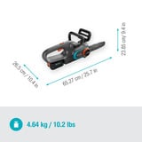 GARDENA Akku-Kettensäge PowerSaw 250/18V P4A Ready-To-Use Set grau/türkis, Li-Ion Akku 2,5Ah P4A, POWER FOR ALL ALLIANCE