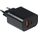 Inter-Tech Ladegerät PD-2120, USB-C + USB-A Charger schwarz, ohne Kabel, PD 3.0, QC 3.0, 20 Watt