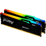 Kingston FURY DIMM 64 GB DDR5-6400 (2x 32 GB) Dual-Kit, Arbeitsspeicher schwarz, KF564C32BBEAK2-64, FURY Beast RGB, INTEL XMP, AMD EXPO