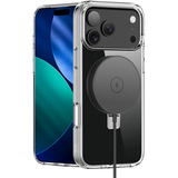 Nevox StyleShell SHOCKFlex mit Standfunktion, Handyhülle transparent, iPhone 17 Pro Max, kompatibel mit MagSafe