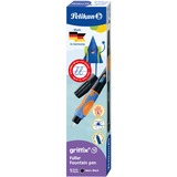 Pelikan Füllhalter Griffix 4 für Linkshänder, Füllfederhalter schwarz, Neon Black
