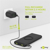 goobay Wireless Schnelllade-Powerbank 10000mAh schwarz, PD, QC 3.0, 10.000 mAh