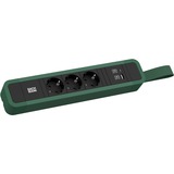 Bachmann PRIMO 2 350.217 3-fach, Steckdosenleiste grün/schwarz, 1x USB-A, 1x USB-C