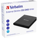 Verbatim Externer Slimline CD-DVD-Brenner, externer DVD-Brenner schwarz, USB-A 2.0