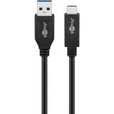 goobay USB 3.2 Gen 2 Kabel, USB-A Stecker > USB-C Stecker schwarz, 0,5 Meter, Laden mit bis zu 60 Watt