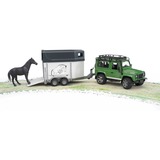 bruder 02592 Land Rover Defender mit Pferdeanhänger, Modellfahrzeug mit einem Pferd