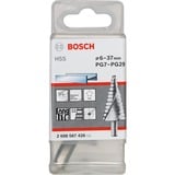 Bosch Professional HSS-Stufenbohrer, Ø 6mm - Ø 37mm, PG7 - PG29 12 Stufen, mit Spiralnut