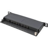 Digitus CAT 6A, Klasse EA Slim Patch Panel, 8 Port, Patchpanel schwarz, 0,5 HE, geschirmt