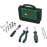 Bosch Heimwerken & Garten Starter Werkzeug Set, 26-teilig, Werkzeug-Set grün/schwarz, mit Textil-Reißverschlussetui