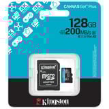 Kingston Canvas Go! Plus 128 GB microSDXC, Speicherkarte schwarz, UHS-I U3, Class 10, V30, A2
