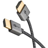 goobay Plus Slim High-Speed-HDMI-Kabel mit Ethernet, 4K @ 60Hz grau, 3 Meter