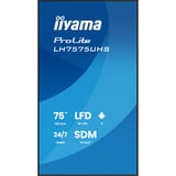 iiyama ProLite LH7575UHS-B2AG, Public Display schwarz (matt), UltraHD/4K, IPS, Lautsprecher, Daisy Chain