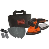 BLACK+DECKER Mouse-Schleifer KA2000, Deltaschleifer orange/schwarz, 120 Watt, mit Tasche u. 6-tlg. Schleifzubehör