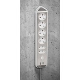 Brennenstuhl estilo Eck-Steckdosenleiste 6-fach weiß/edelstahl, 2 Meter, 2x USB