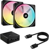Corsair iCUE LINK QX140 RGB 140-mm-PWM-Lüfter, Gehäuselüfter schwarz, Starter-Kit, 140 mm