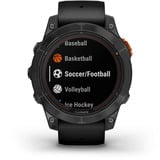 Garmin fēnix 7 Pro - Solar Edition, Smartwatch schwarz/grau, 47 mm, mit schwarzem Silikon-Armband