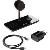 Intenso 3in1 Magnetic Wireless Charging Stand MB13, Ladestation schwarz, für iPhones mit MagSafe, TWS und Watch, PD3.0, Quick Charge 3.0