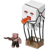 Mattel Minecraft Movie Ghast mit Feuerattacke, Spielfigur Actionfigur-Set mit Lichteffekten