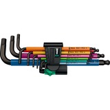 Wera 950/9 Hex-Plus Multicolour 1 Winkelschlüsselsatz, 7-teilig, Schraubendreher mit Halteclip, BlackLaser-Oberfläche
