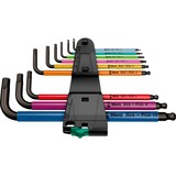 Wera 950/9 Hex-Plus Multicolour 1 Winkelschlüsselsatz, 9-teilig, Schraubendreher mit Halteclip, BlackLaser-Oberfläche