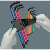 Wera 950/9 Hex-Plus Multicolour 1 Winkelschlüsselsatz, 9-teilig, Schraubendreher mit Halteclip, BlackLaser-Oberfläche