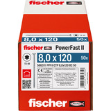 fischer Spanplattenschraube PowerFast II 8,0x120 Senkkopf TX 50 Stück, mit Teilgewinde, verzinkt