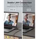goobay Ethernet-Adapterkabel USB-C 3.2 Gen2 > RJ-45, Slim schwarz/grau, 15 Meter