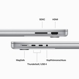 Apple MacBook Pro (14") 2023, Notebook silber, M3 10-Core GPU, MacOS, Deutsch, 36 cm (14.2 Zoll) & 120 Hz Display, 1 TB SSD