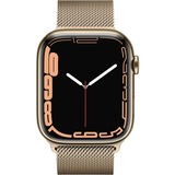 Apple Watch Series 7, Smartwatch gold/gold, 45 mm, Milanaise Armband, Edelstahl-Gehäuse, LTE