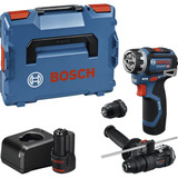 Bosch Akku-Bohrschrauber GSR 12V-32 FC Professional, 12Volt blau/schwarz, 2x Li-Ionen Akku 2,0Ah, L-BOXX, Metallbohrfutteraufsatz, Bohrhammeraufsatz 
