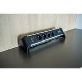 Brennenstuhl Alu-Office-Line Steckdosenleiste 4-fach, 2x USB, für den Schreibtisch schwarz/aluminium, 1,8 Meter Kabel, USB-A, USB-C PD, mit Sicherheitsschalter