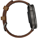 Garmin Venu 4 - 45 mm, Smartwatch schwarz/schiefergrau, Leder-Armband in braun