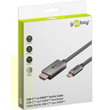 goobay USB Textil-Adapterkabel, USB-C Stecker > HDMI Stecker, 4K / 60Hz schwarz/silber, 1 Meter