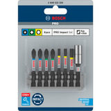 Bosch PRO Impact Bit-Satz, 1/4", PH, PZ, TX, 8-teilig schwarz, mit Standard-Bithalter und Pick and Click-Index