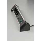 Brennenstuhl Alu-Office-Line Steckdosenleiste 4-fach, für den Schreibtisch schwarz/aluminium, 1,8 Meter Kabel, 60.000A Überspannungsschutz, 2x USB-A