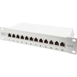 Digitus 10" Patchpanel DN-91612S-EA-G, 12-Port, Cat.6a grau, 1HE, Rack Mount, geschirmt