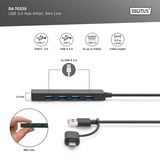 Digitus USB 3.0 Hub 4-Port Slim Line, USB-Hub schwarz