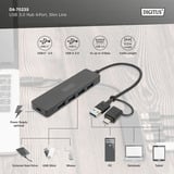 Digitus USB 3.0 Hub 4-Port Slim Line, USB-Hub schwarz