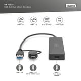Digitus USB 3.0 Hub 4-Port Slim Line, USB-Hub schwarz