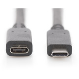 Digitus USB 2.0 Verlängerungskabel, USB-C Stecker > USB-C Buchse schwarz, 2 Meter, PD 60 Watt