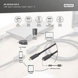 Digitus USB 2.0 Verlängerungskabel, USB-C Stecker > USB-C Buchse schwarz, 2 Meter, PD 60 Watt