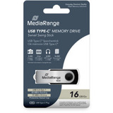 MediaRange USB Type-C 16 GB, USB-Stick schwarz/silber, USB 3.2 Gen 1 Type-C