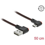 DeLOCK Easy-USB 2.0 Typ-A auf Typ Micro-B, Kabel schwarz/rot, gewinkelt links / rechts