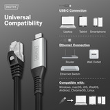 Digitus USB-C 3.2 Gen1 > RJ-45 Ethernet Kabel, 1Gbit/s, Adapter schwarz, 3 Meter, 10/100/1.000Mbit/s