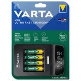 Varta LCD Ultra Fast Charger+, Ladegerät inkl. 4x Mignon, AA, 2100 mAh