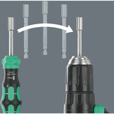 Wera Kraftform Kompakt 28 RA mit Tasche, Bit-Satz schwarz/grün, 6-teilig, 1/4", mit Ratschenfunktion und Edelstahl-Bithalter