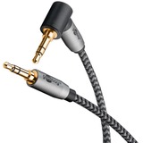 goobay Plus Audio Verbindungskabel AUX 3,5mm stereo, 90° schwarz/silber, 2 Meter, abgewinkelt