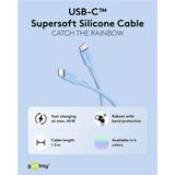 goobay USB 2.0 Silikonkabel blau, USB-C Stecker > USB-C Stecker hellblau, 1,5 Meter, PD 60 Watt