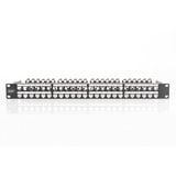 Digitus Modulares High Density Patch Panel, 24-Port, Rack Mount, geschirmt, Patchpanel schwarz, 1 HE, für Keystone-Module, mit Beschriftungsfeld