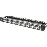Digitus Modulares High Density Patchpanel, 24-Port, Rack Mount, geschirmt schwarz, 1 HE, für Keystone-Module, mit Beschriftungsfeld